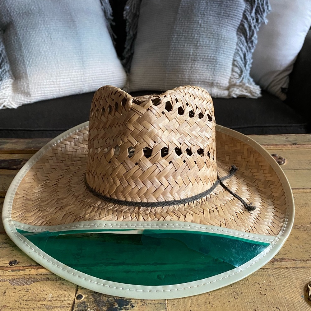 VINTAGE STRAW HAT BOHO TAN NEUTRALS VERSATILE SUN HAT OS UNISEX